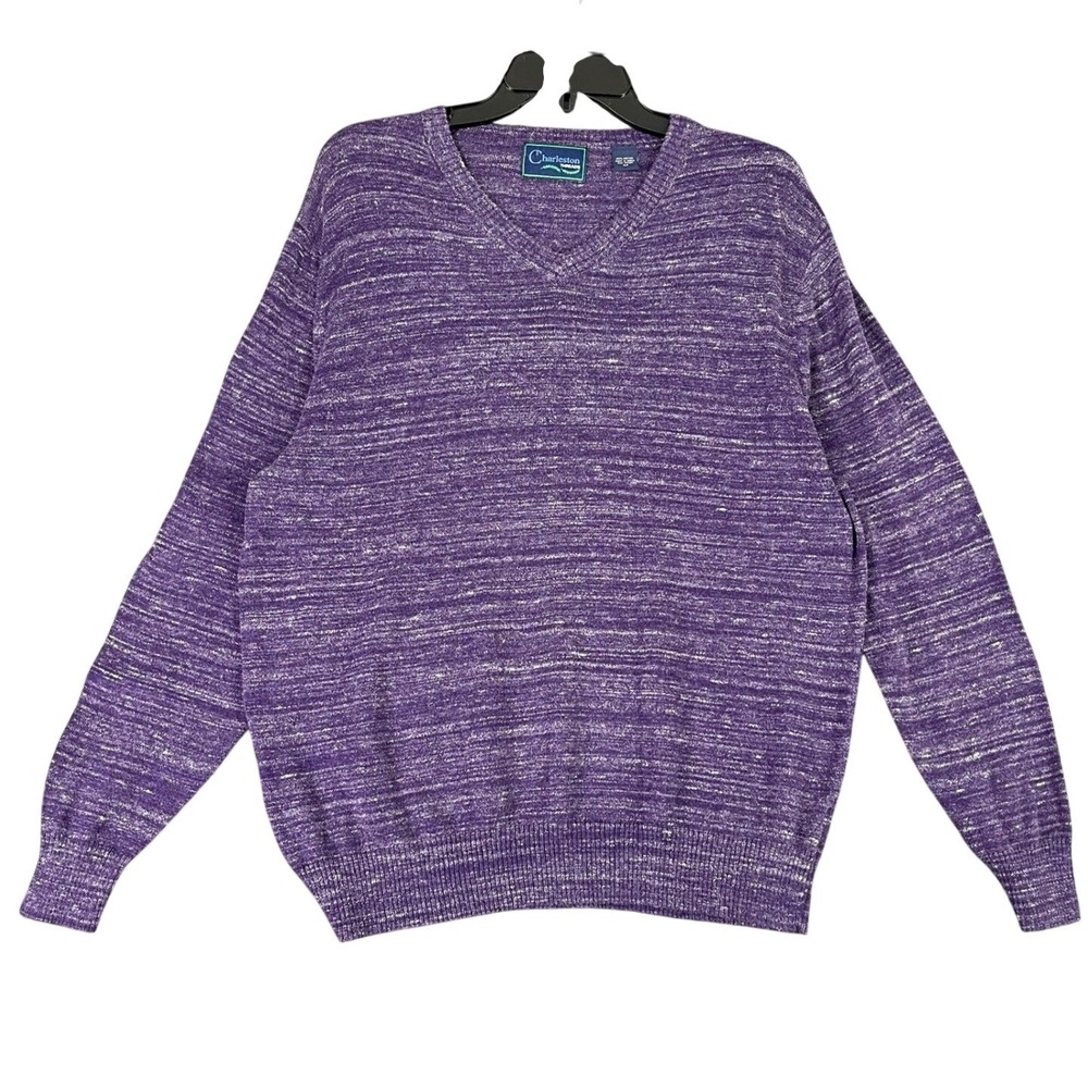 Charleston Threads V-Neck Sweater Mens M Preppy Grandpa Core Space Dye Knit